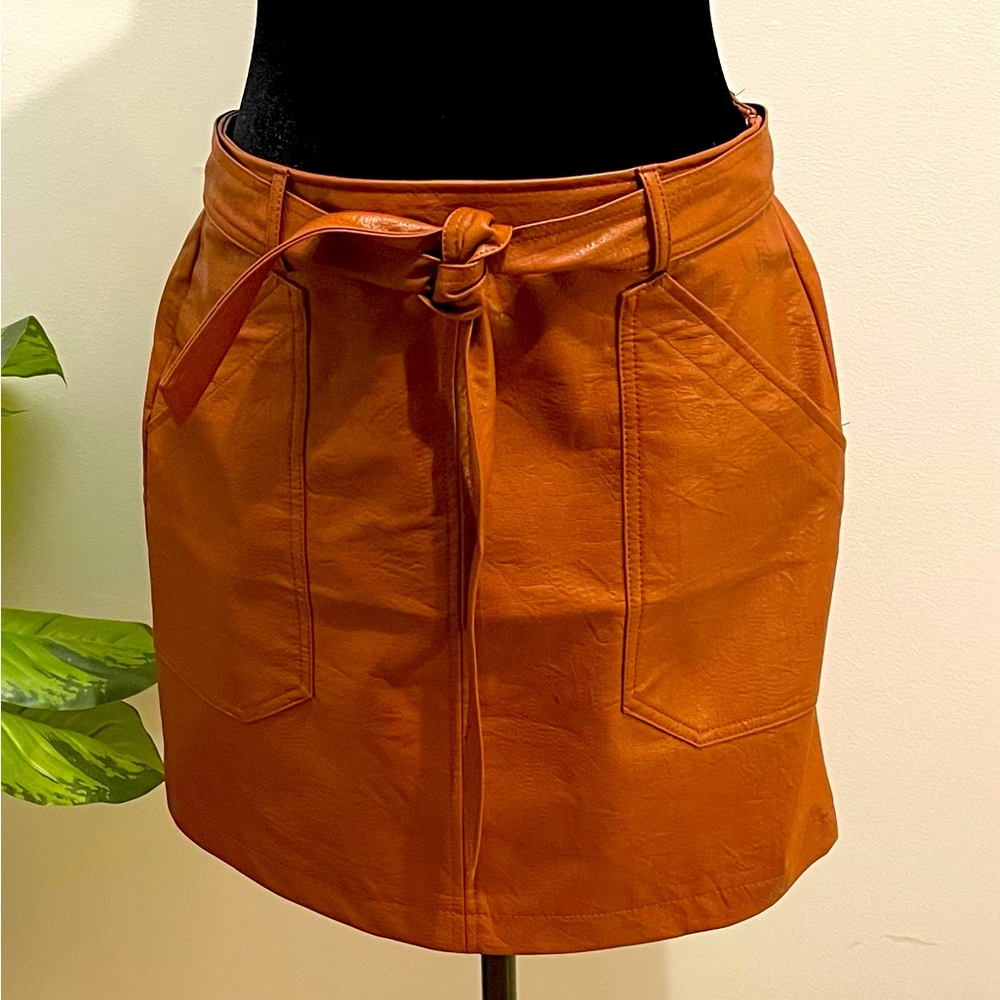 Brand new mini skirt with tags.  Leather look alike.